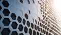 Architectural Metal Panel with Hexagon Grid Royalty Free Stock Photo
