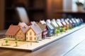 architectural miniature models of traditional houses on a wooden board