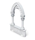 Architectural objects columns arch parapet balustrade on wh