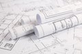 Architectural plan. Engineering house drawings and blueprints. Royalty Free Stock Photo