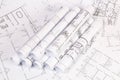 Architectural plan. Engineering house drawings and blueprints. Royalty Free Stock Photo