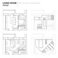 The architectural plan. the layout of the apartment with the furniture in the drawing view.