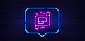 Architectural plan line icon. Technical project sign. Neon light speech bubble. Vector Royalty Free Stock Photo