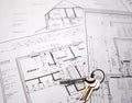 Architectural plans with keys Royalty Free Stock Photo