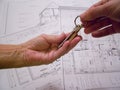 Architectural plans with keys Royalty Free Stock Photo