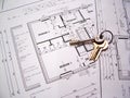 Architectural plans with keys Royalty Free Stock Photo