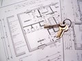 Architectural plans with keys