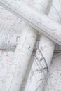 Architectural plans lying on drawing board Royalty Free Stock Photo