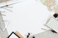 Architectural plans, pencil and ruler on the table. Place for your text Royalty Free Stock Photo