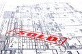 Architectural plans with stamp Royalty Free Stock Photo