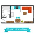 Architectural project of apartment with furniture. Image for banners, web sites, designs Royalty Free Stock Photo