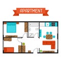 Architectural project of apartment with furniture. Image for banners, web sites, designs Royalty Free Stock Photo