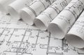 Architectural project, blueprints, blueprin Royalty Free Stock Photo