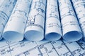 Architectural project, blueprints, blueprin Royalty Free Stock Photo