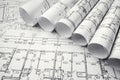 Architectural project, blueprints, blueprin Royalty Free Stock Photo