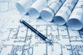 Architectural project, blueprints, blueprin Royalty Free Stock Photo
