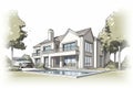 Architectural project exclusive detached house.. sketch of house Royalty Free Stock Photo