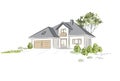 Architectural project exklusive detached house. Vector illustration. Royalty Free Stock Photo