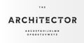 Architectural project font, technical draw style alphabet. Geometrical typography. Wireframe letters, typographic design