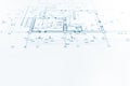 Architectural project, technical drawing, construction plan back Royalty Free Stock Photo