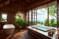 Architectural rendering of the bathroom in wooden house