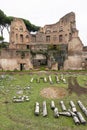 Architectural ruins of antique Roman forum in Rome Royalty Free Stock Photo