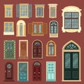 Architectural Set of European Vintage Doors and Windows