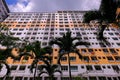 Architectural shot of public housing HDB flats in Singapore on sunny day. Dynamic angle; abstract; graphic; background Royalty Free Stock Photo