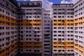 Architectural shot of public housing HDB flats in Singapore on sunny day. Dynamic angle; abstract; graphic; background Royalty Free Stock Photo