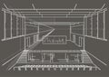 Architectural sketch concert hall on gray background Royalty Free Stock Photo