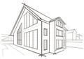 Architectural sketch detached house Royalty Free Stock Photo