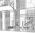 Architectural sketch drawing