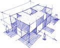 Architectural sketch of a modern building Royalty Free Stock Photo