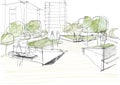 Architectural Sketch Of Public Park Royalty Free Stock Photo
