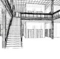 Architectural sketch stairs Royalty Free Stock Photo