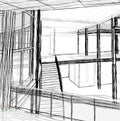 Architectural sketch stairs Royalty Free Stock Photo