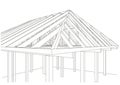 Architectural sketch wood frame house