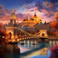 Architectural Splendor of Budapest: Hungarian Parliament Building and Chain Bridge