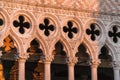 Architectural statues on the ancient buildings in Venice old city, Italy Royalty Free Stock Photo