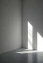 Architectural Sunlight Creating Sharp Window Shadows In Minimal Empty Room Corner Royalty Free Stock Photo