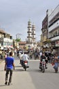 Architectural Twin religious Minar or minarets of masjid on road