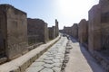 Architectural view of excavated alley from old Pompeii city