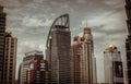 Architectural view of skyscrapersi at bangkok city. Modern high-rise buildings. Angular geometric of building design Royalty Free Stock Photo