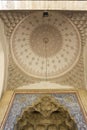 Architectural view of the upper part and decorated ceiling of the entrance of Gazi Husrev beg Mosque