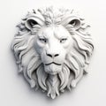 Architectural White Lion Head: Realistic 3d Render On White Background