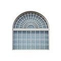 Architectural window with semi-circular fanlight design and grid panes Royalty Free Stock Photo