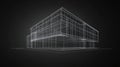 Architectural Wireframe Modern Building Design, Blueprint Concept Royalty Free Stock Photo