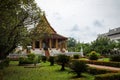 The Architecture and Ancient Buddha image and Sculpture Detail of Hor Pha keo Museum.Haw Pha Kaew Museum in Vientiane, Laos