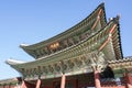Architecture of ancient roof taken at palace in Seoul South Korea Royalty Free Stock Photo