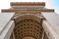 Architecture of the Arch of Triumph or Arc de Triomphe, Champs-Elysees in Paris, France